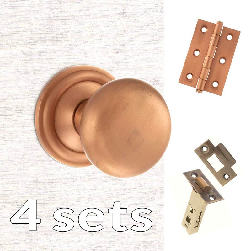 Four Pack Harrogate Mushroom Old English Mortice Knob - Urban Satin Copper