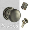 Three Pack Harrogate Mushroom Old English Mortice Knob - Matt Gun Metal