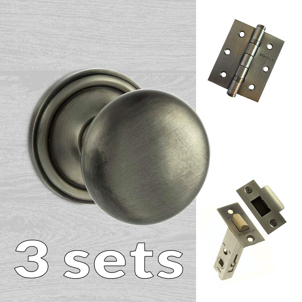 Three Pack Harrogate Mushroom Old English Mortice Knob - Matt Gun Metal