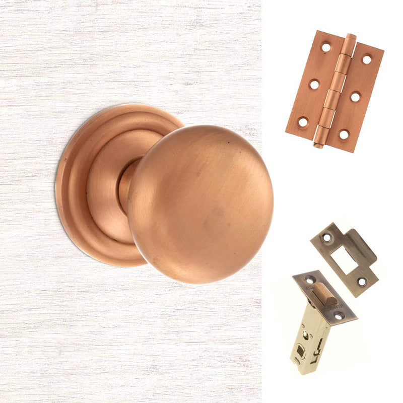 Harrogate Mushroom Old English Mortice Knob - Urban Satin Copper Handle Pack
