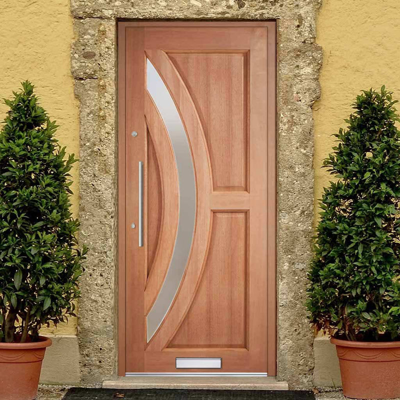 Harrow Hardwood Front Door - Frosted Toughened Double Glazing