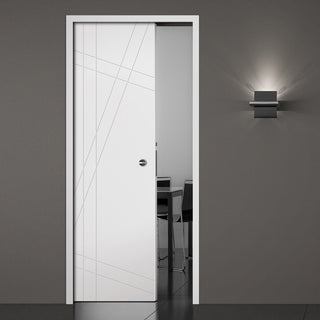 Image: Hastings Flush Single Evokit Pocket Door - White Primed