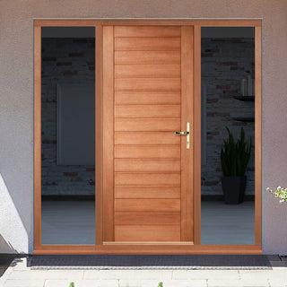 Image: Hayes Flush External Hardwood Door and Frame Set - Two Unglazed Side Screens, From LPD Joinery