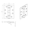 102x76mm Grade 13 Hinge, also suits fire doors - 2 Sizes