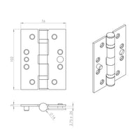 Stainless Steel Ball Bearing Security Grade 13 Hinge, also suits fire doors.