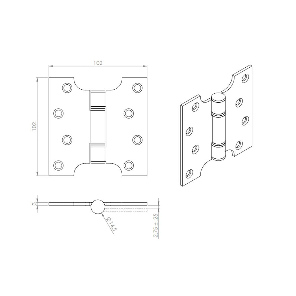 Parliament Class 13 Hinge - also suits fire doors - 3 Finishes