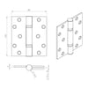 100x89mm Thrust Bearing Class 13 Hinge - also suits fire doors - Single Hinge