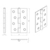 102x67mm Fixed Pin Hinge Powder Coat Black: HINFP4PCB Antique Hinge