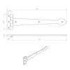 305x103mm, 408x103mm & 461x103mm Antique Black Ludlow LF5515 T Hinges - Pair