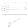 348x103mm Antique Black Ludlow LF5519A Sword Hinges - Pair