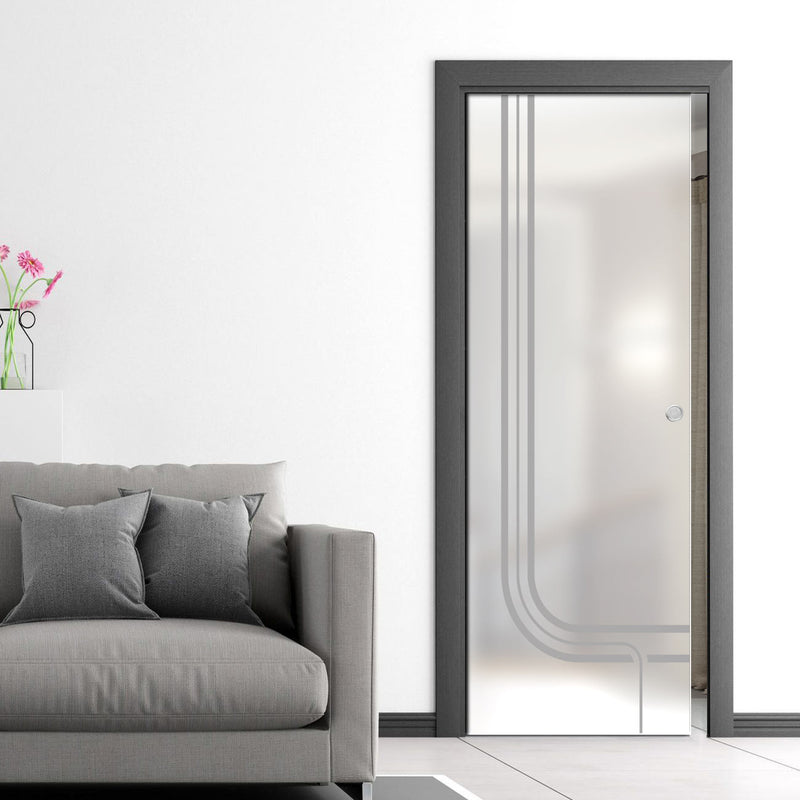 Holburn 8mm Obscure Glass - Obscure Printed Design - Single Evokit Glass Pocket Door