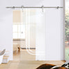 Single Glass Sliding Door - Solaris Tubular Stainless Steel Sliding Track & Holburn 8mm Clear Glass - Obscure Printed Design