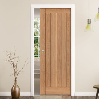 Image: Laminates Hudson Oak Coloured Single Evokit Pocket Door - Prefinished