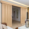 Double Sliding Door & Wall Track - Idaho 3 Panel Oak Doors - Prefinished