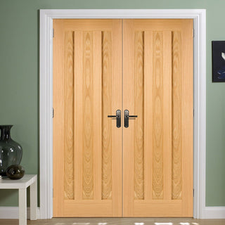 Image: LPD Joinery Bespoke Idaho Oak 3P Fire Door Pair - 1/2 Hour Fire Rated