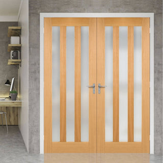 Image: Bespoke Utah Oak Door Pair - Frosted Glass