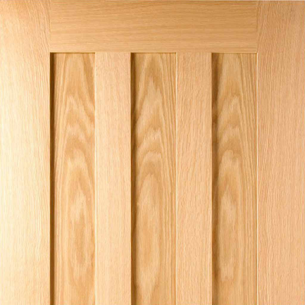 Double Sliding Door & Track - Idaho 3 Panel Oak Doors - Prefinished