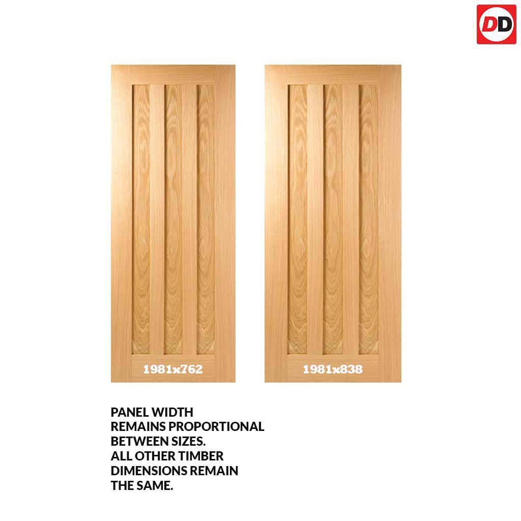 Idaho Oak 3 Panel Evokit Pocket Fire Door Detail - 30 Minute Fire Rated - Prefinished