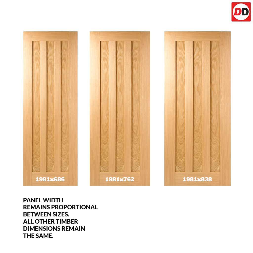 Minimalist Wardrobe Door & Frame Kit - Three Idaho 3 Panel Oak Doors - Prefinished