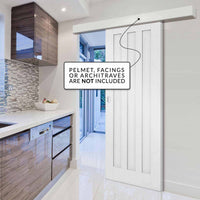 Single Sliding Door & Wall Track - Idaho 3 Panel Door - White Primed