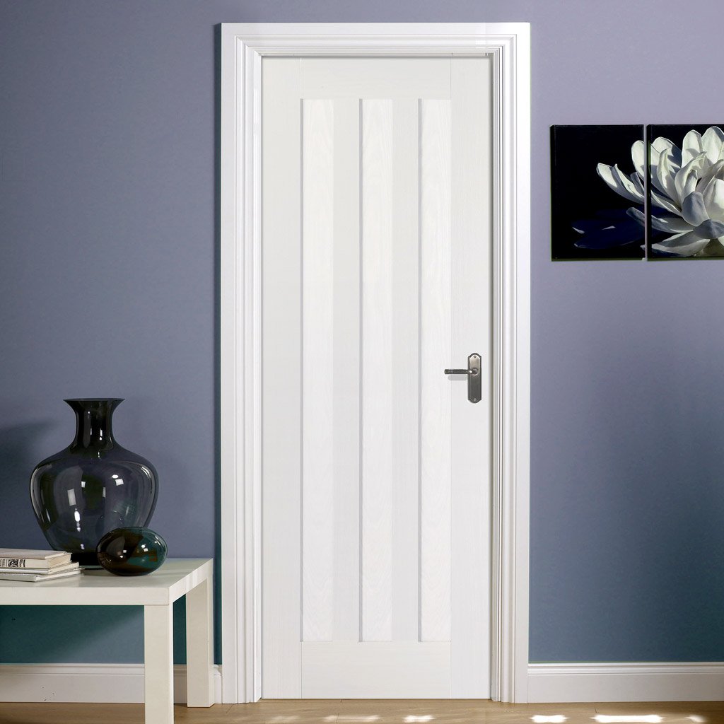 White Fire Door, Idaho 3 Panel Door - 1/2 Hour Rated - White Primed