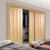 Three Sliding Wardrobe Doors & Frame Kit - Idaho 3 Panel Oak Door - Prefinished