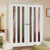 Utah Panel Door Pair - Clear Glass - White Primed