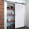 Top Mounted Black Sliding Track & Door - Idaho 3 Panel Door - White Primed