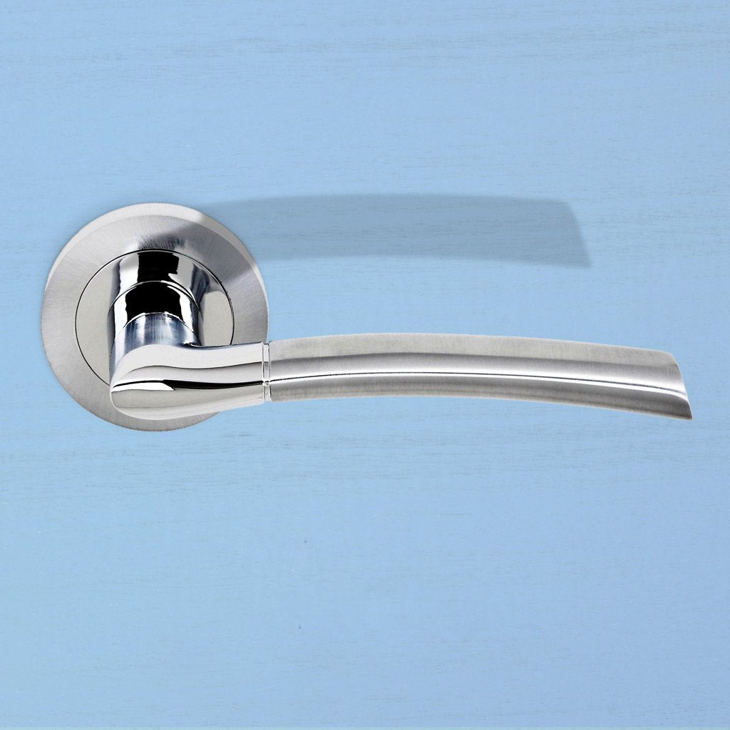 Indiana Status Lever on Round Rose - Satin Chrome - Polished Chrome