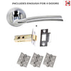 Four Pack Indiana Status Lever on Round Rose - Satin Chrome - Polished Chrome Handle