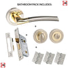 Indiana Status Bathroom Lever on Round Rose - Satin Nickel - Polished Brass Handle Pack