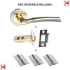 Indiana Status Fire Lever on Round Rose - Satin Nickel - Polished Brass Handle Pack