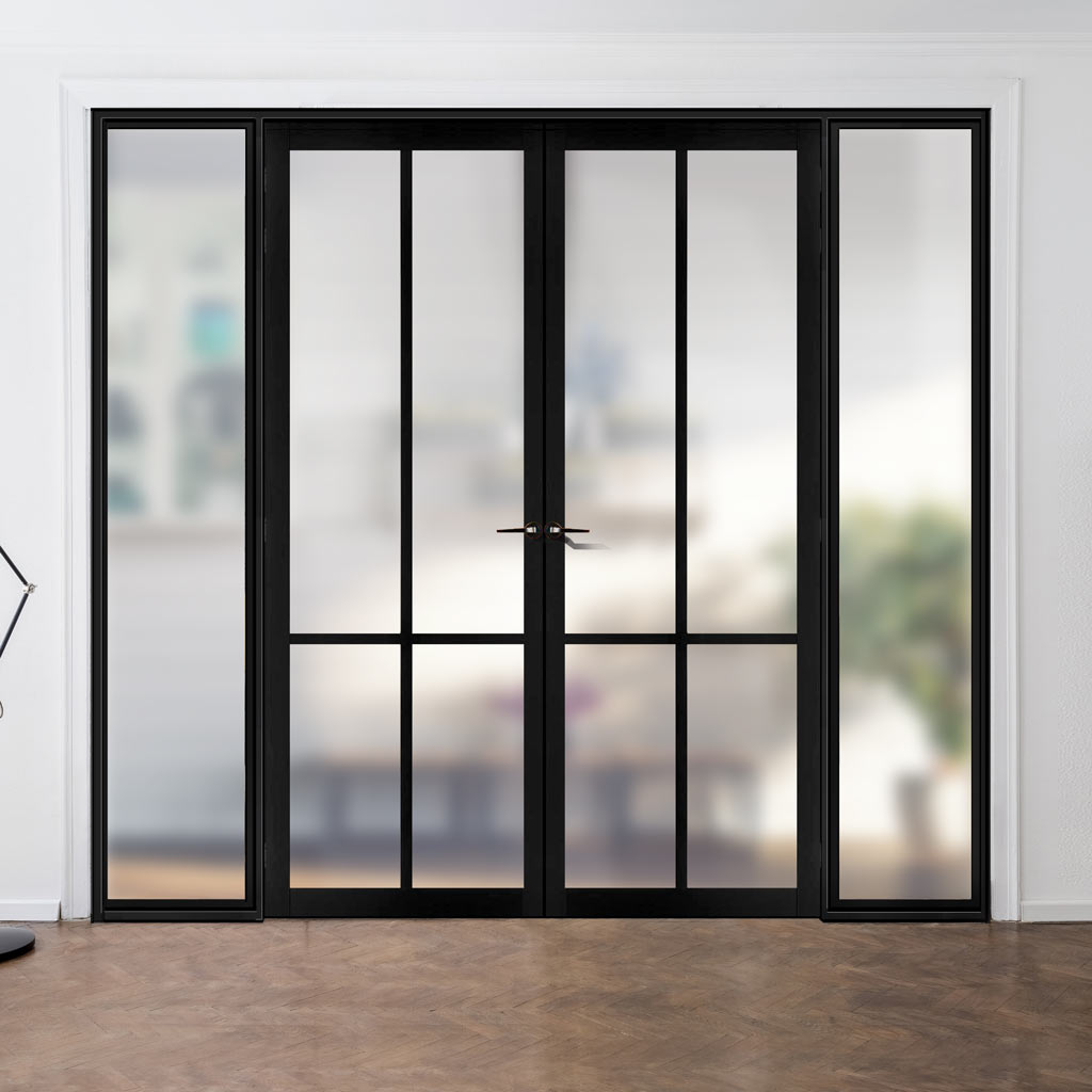 Room Divider - Handmade Eco-Urban® Bronx with Two Sides DD6315F - Frosted Glass - Premium Primed - Colour & Size Options