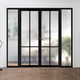 Image: Room Divider - Handmade Eco-Urban® Bronx with Two Sides DD6315F - Frosted Glass - Premium Primed - Colour & Size Options