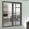 Bespoke Room Divider - Eco-Urban® Isla Door DD6429C - Clear Glass with Full Glass Side - Premium Primed - Colour & Size Options