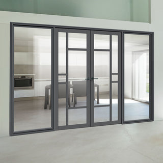 Image: Room Divider - Handmade Eco-Urban® Isla with Two Sides DD6429C - Clear Glass - Premium Primed - Colour & Size Options
