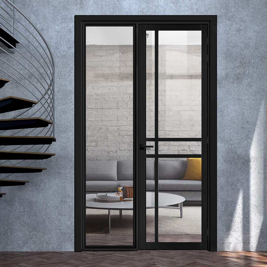 Room Divider - Handmade Eco-Urban® Glasgow Door DD6314C - Clear Glass - Premium Primed - Colour & Size Options