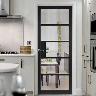 Image: JB Kind Industrial Metro Black Internal Door - Clear Glass - Prefinished