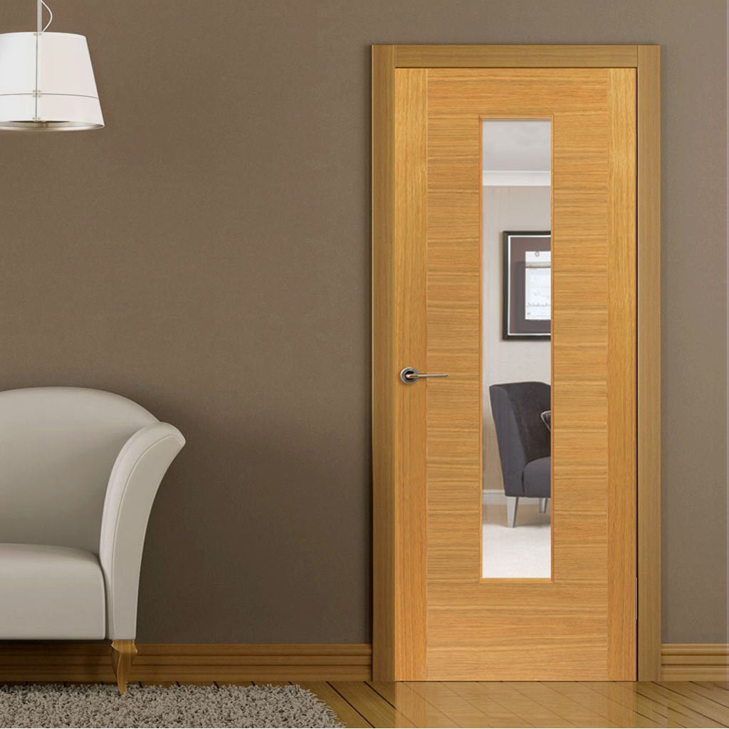 Glazed oak veneer flush interior door