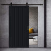 Top Mounted Black Sliding Track & Solid Wood Door - Eco-Urban® Sintra 4 Panel Solid Wood Door DD6428 - Shadow Black Premium Primed
