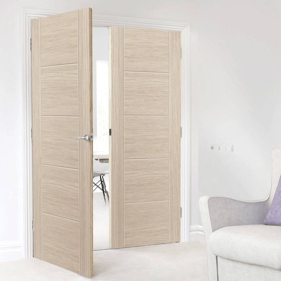 J B Kind Laminates Ivory Painted Fire Door Pair - 1/2 Hour Fire Rated - Prefinished