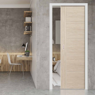 Image: Laminates Ivory Painted Single Evokit Pocket Door - Prefinished