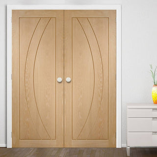 Image: Bespoke Salerno Oak Flush Door Pair - Prefinished