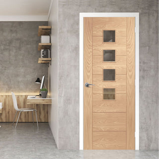 Image: Palermo modern oak veneer glazed interior door