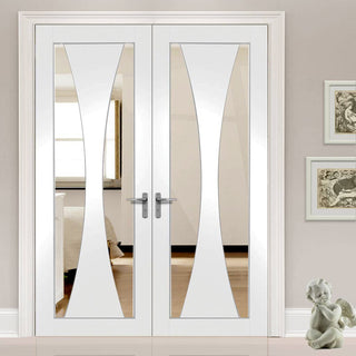 Image: Bespoke Verona White Primed Glazed Door Pair