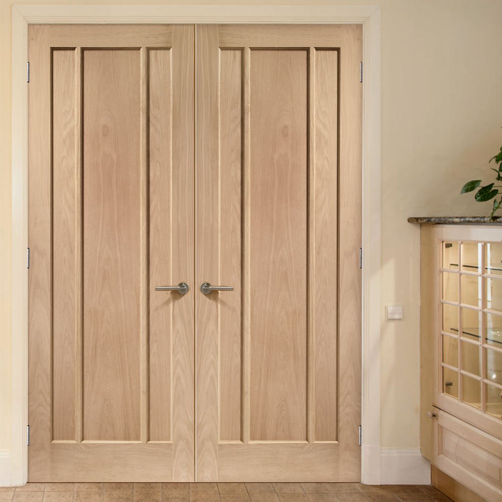 Bespoke Worcester Oak 3 Panel Door Pair - Prefinished