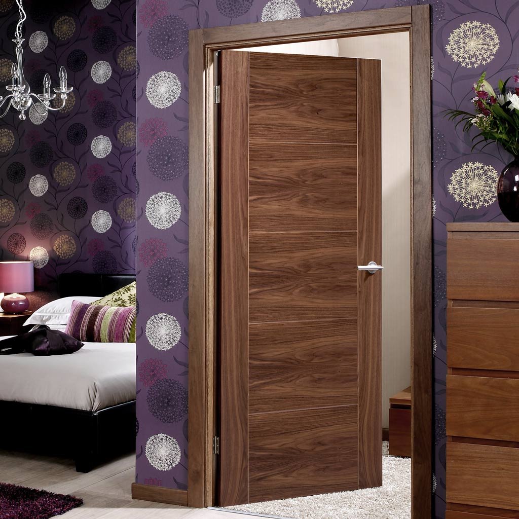 Vancouver Walnut 5 Panel Flush Fire Door - 1/2 Hour Fire Rated - Prefinished
