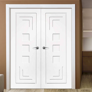 Image: Bespoke Altino Flush Door - White Primed Pair