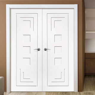 Image: Bespoke Altino Flush Door - White Primed Pair
