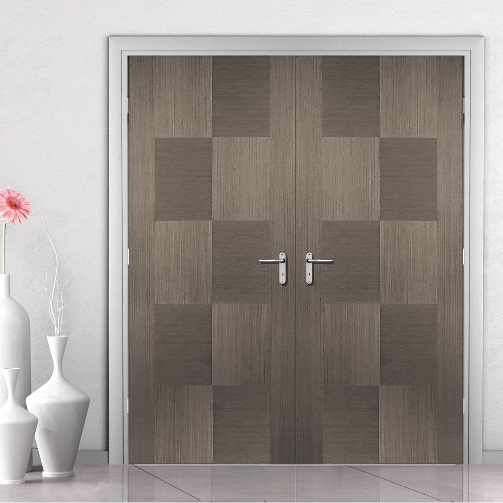 LPD Joinery Apollo Chocolate Grey Flush Door Pair - 1/2 Hour Fire Rated - Prefinished